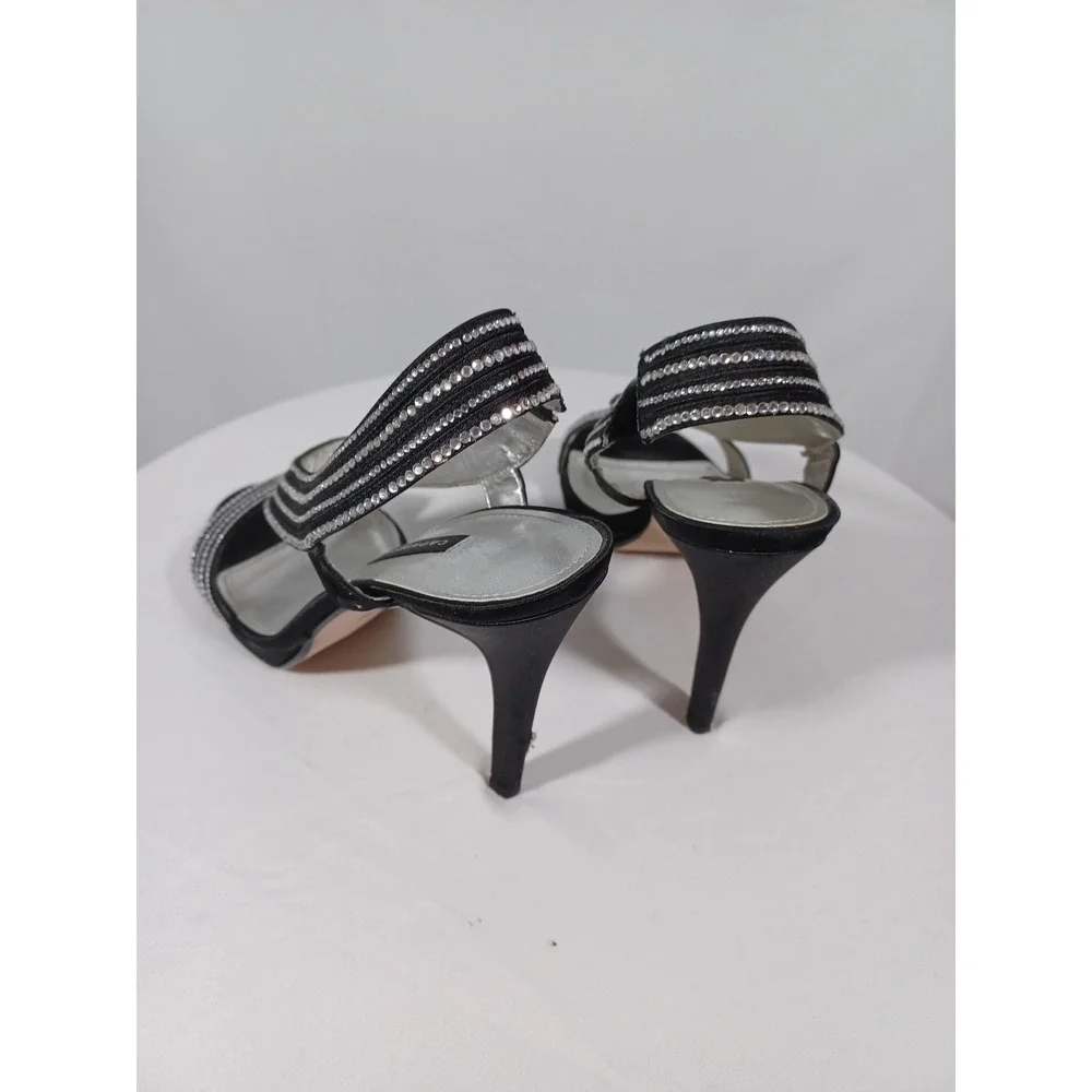 Caparros Tyra Shoes Womens Size 8.5 Black Rhinestone Slingback Sandals Heels - Picture 3 of 9